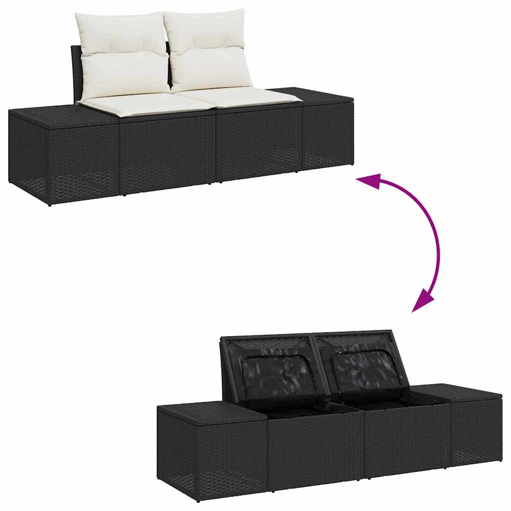Gartensofa-set mit Speicher 6 pcs Schwarz und Creme Poly Rattan – Bild 9