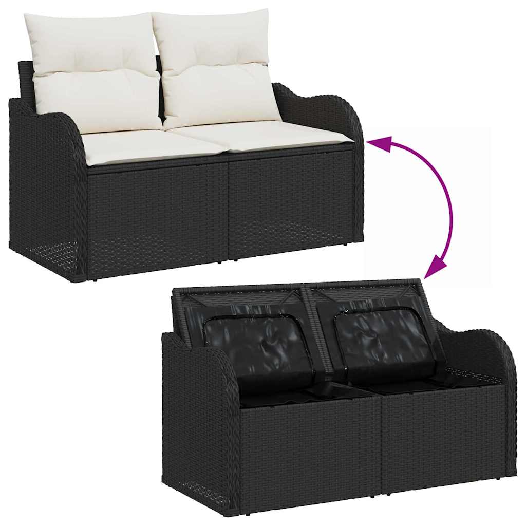 Gartensofa-set mit Speicher 6 pcs Schwarz und Creme Poly-Rattan – Bild 10