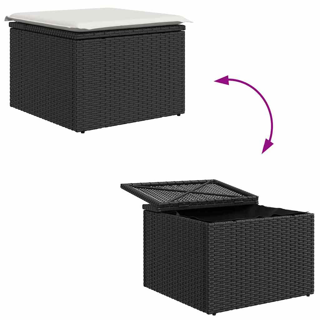 Gartensofa-set mit Speicher 6 pcs Schwarz und Creme Poly-Rattan – Bild 12
