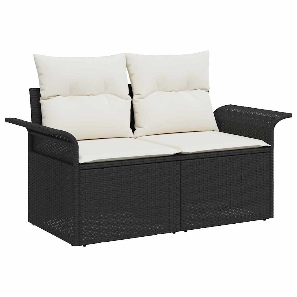 Garten-Sofa-Set mit Kissen 6 pcs Schwarz Poly Rattan – Bild 2