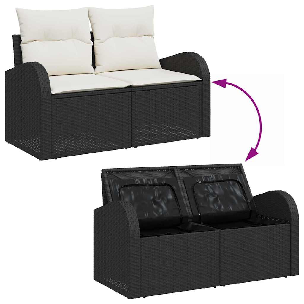 Garten-Sofa-Set mit Speicher 9 pcs Schwarz Poly Rattan – Bild 11