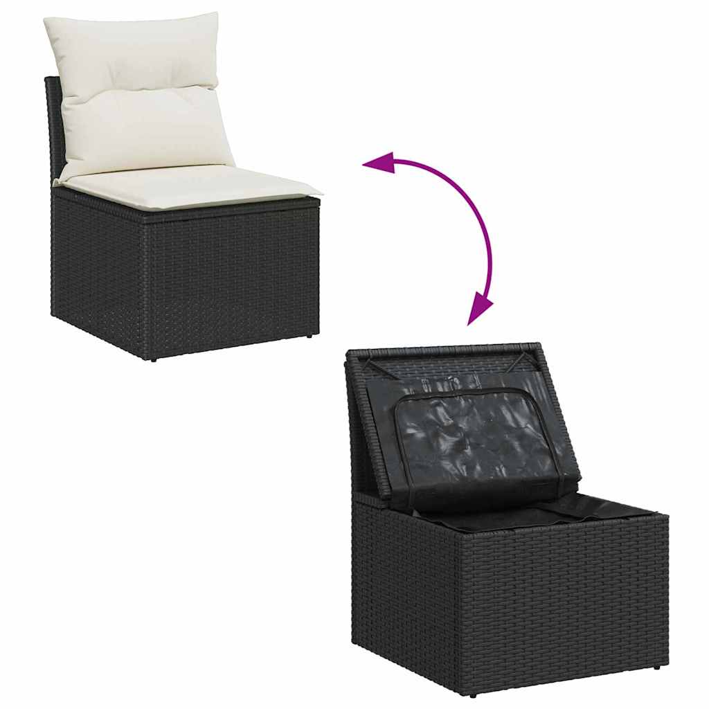 Garten-Sofa-Set mit Speicher 9 pcs Schwarz Poly Rattan – Bild 12