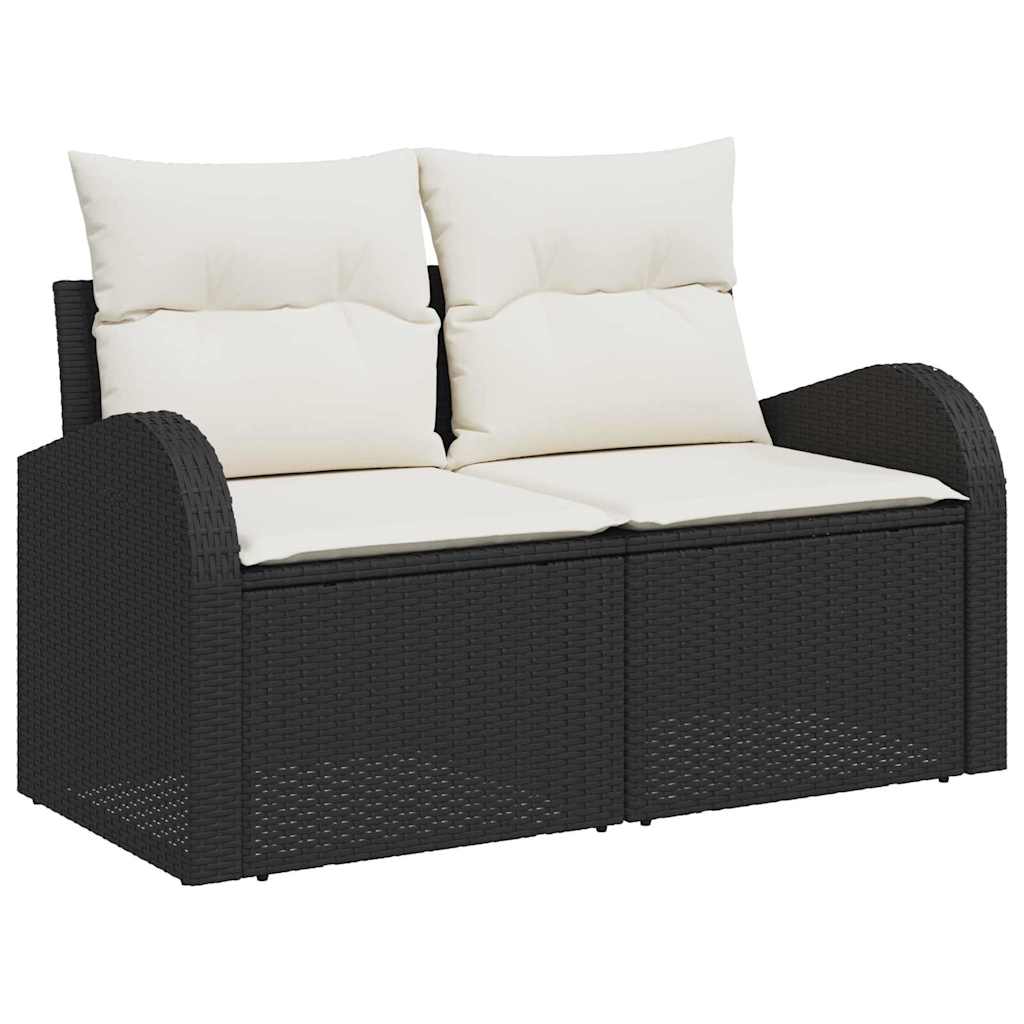 Garten-Sofa-Set mit Speicher 9 pcs Schwarz Poly Rattan – Bild 4