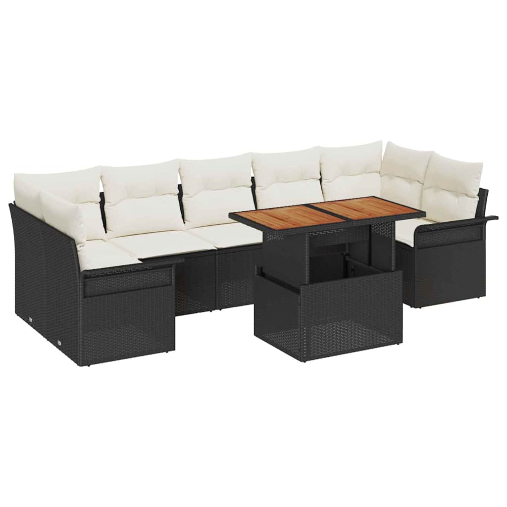Garten-Sofa-Set mit Speicher 8 pcs Schwarz Poly Rattan – Bild 2
