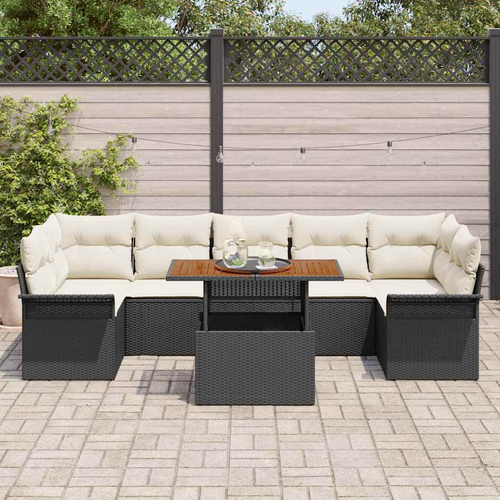 Garten-Sofa-Set mit Speicher 8 pcs Schwarz Poly Rattan – Bild 3