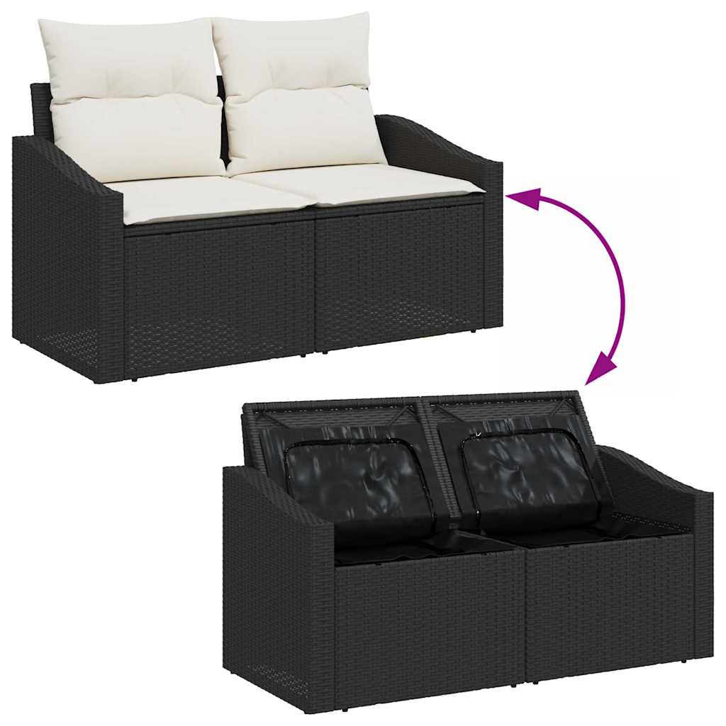 Garten-Sofa-Set mit Speicher 5 pcs Schwarz Poly Rattan – Bild 11