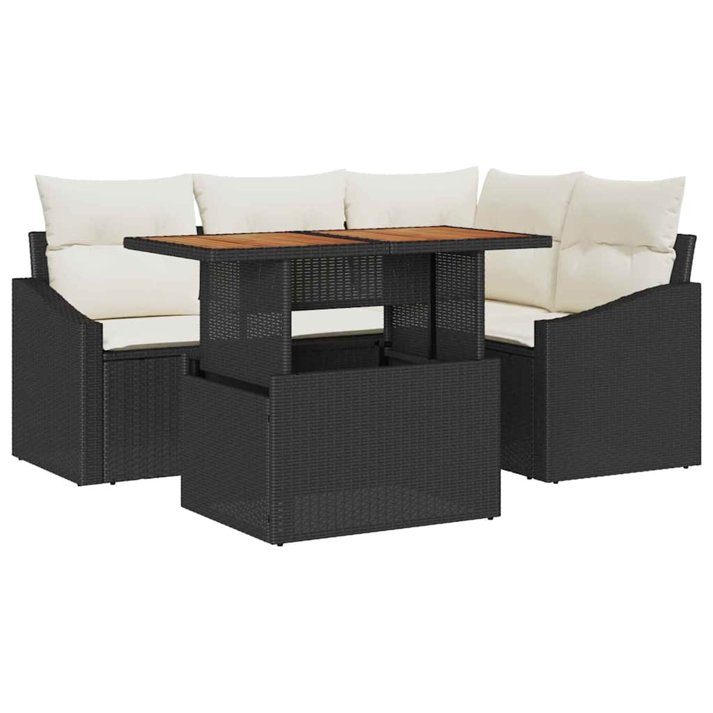 Garten-Sofa-Set mit Speicher 5 pcs Schwarz Poly Rattan – Bild 2