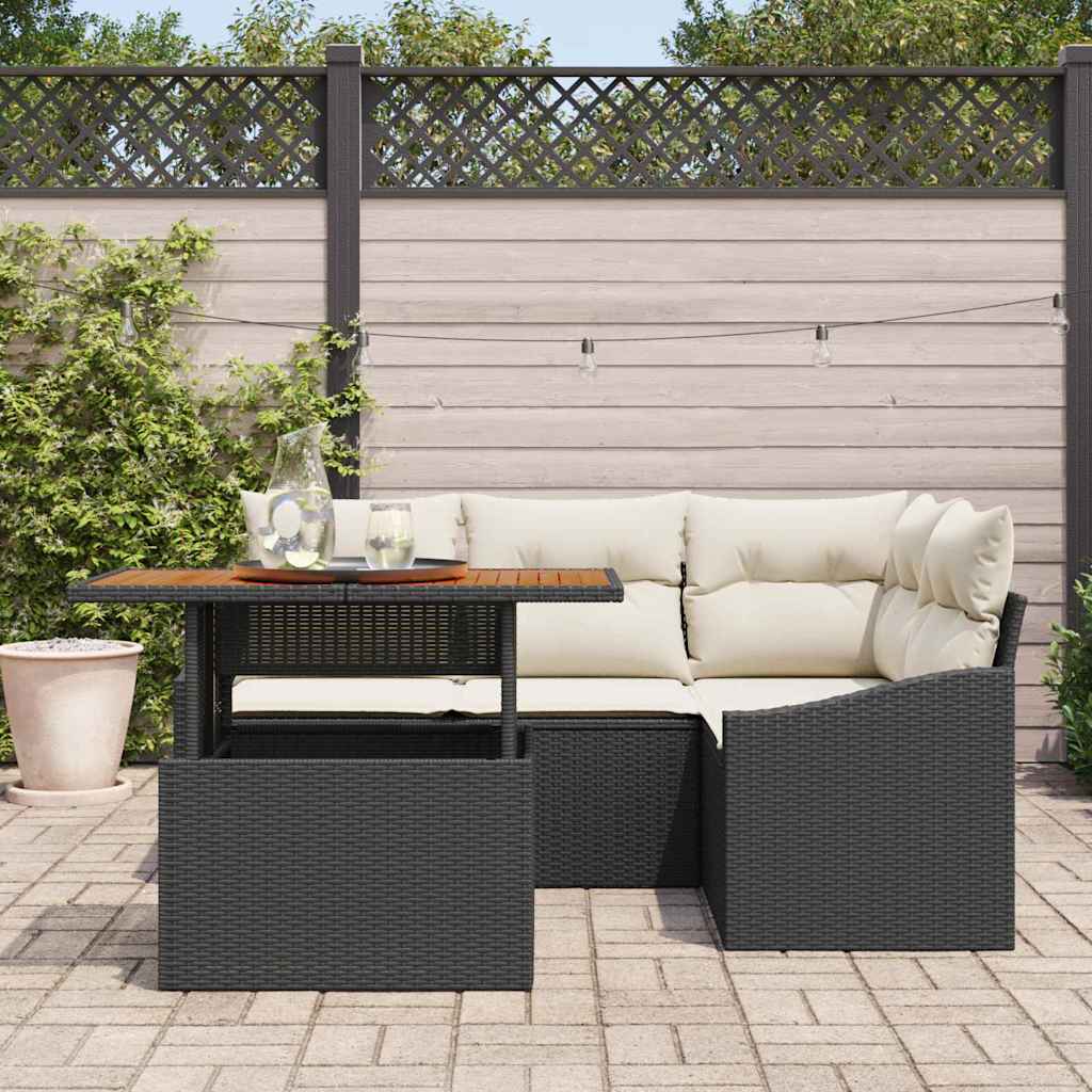 Garten-Sofa-Set mit Speicher 5 pcs Schwarz Poly Rattan – Bild 3