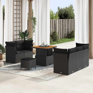 Garten-Sofa-Set 8 pcs Schwarz Poly-Rattan
