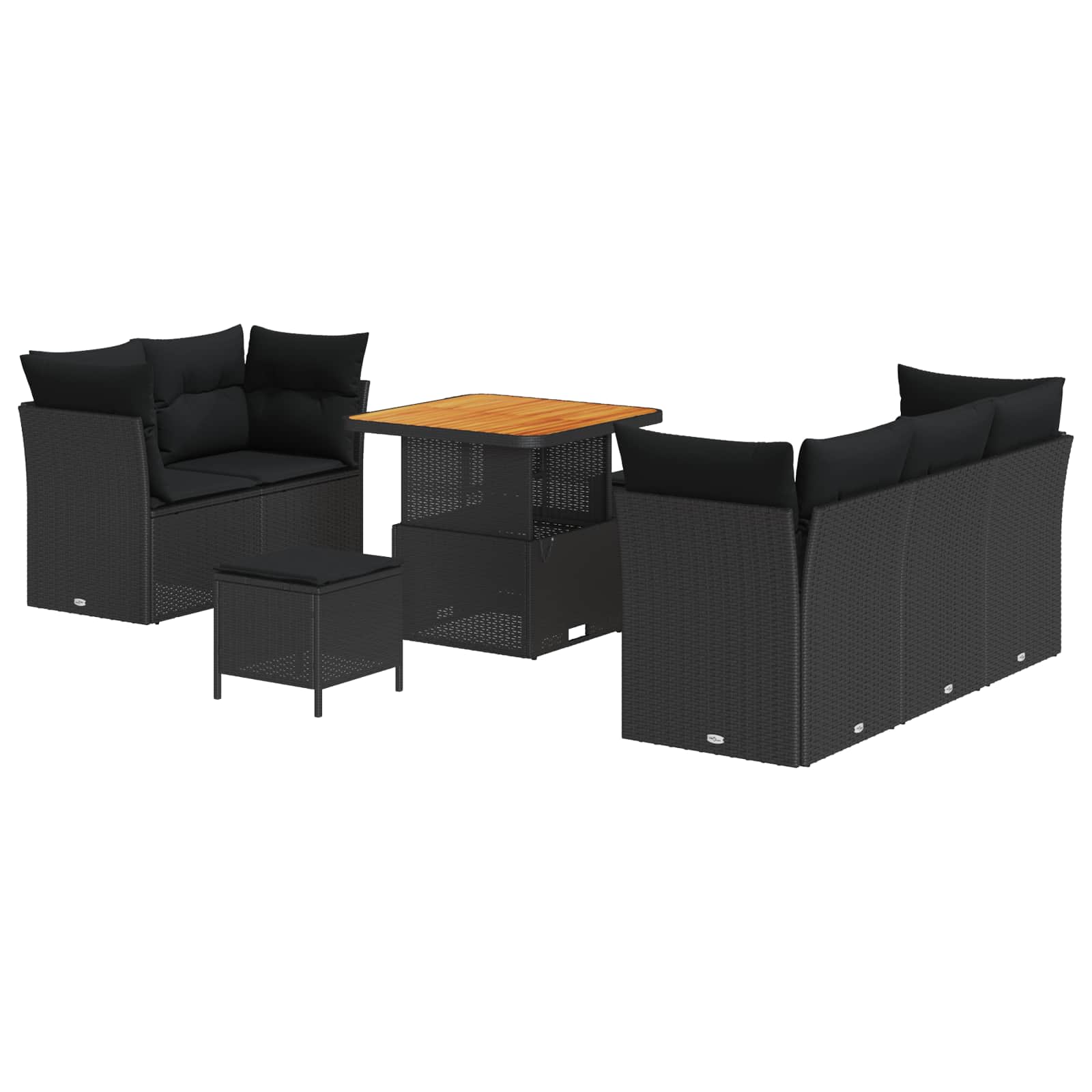 Garten-Sofa-Set 8 pcs Schwarz Poly-Rattan – Bild 2