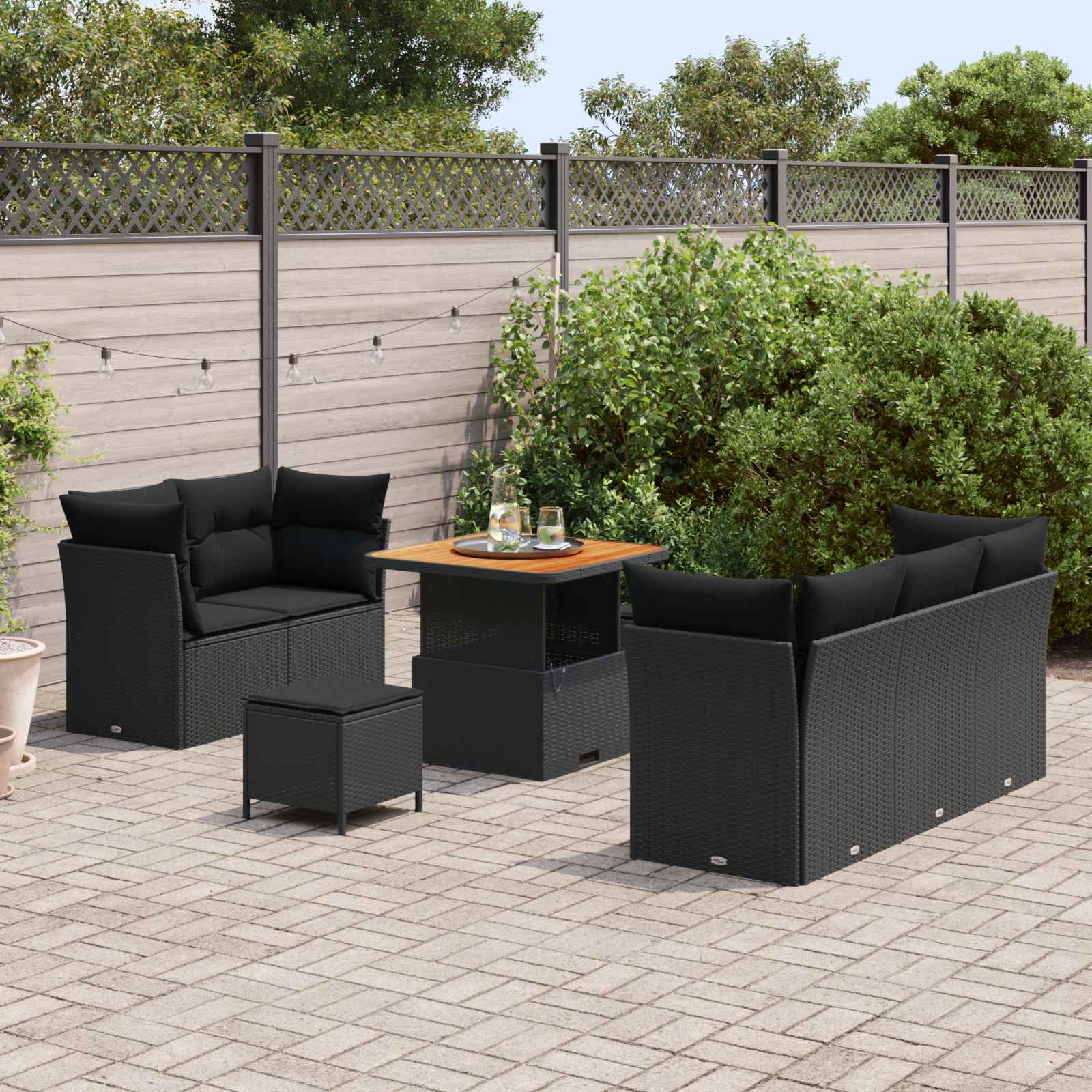 Garten-Sofa-Set 8 pcs Schwarz Poly-Rattan – Bild 3