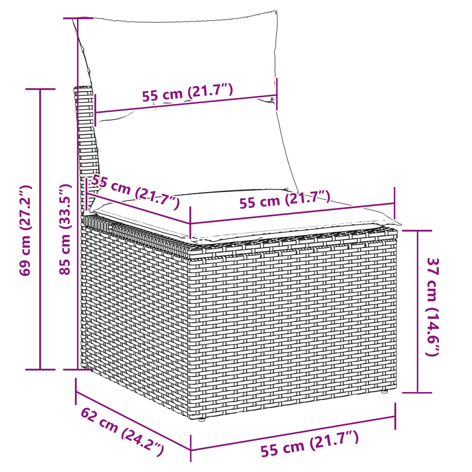 Gartensofa-set 10 pcs Schwarz Poly-Rattan – Bild 10