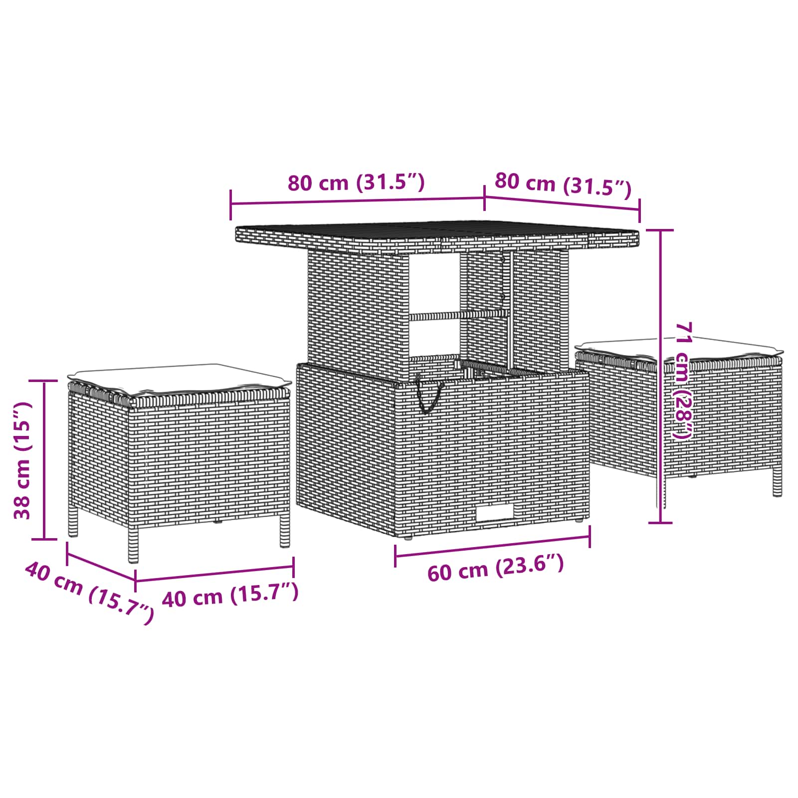 Gartensofa-set 10 pcs Schwarz Poly-Rattan – Bild 12