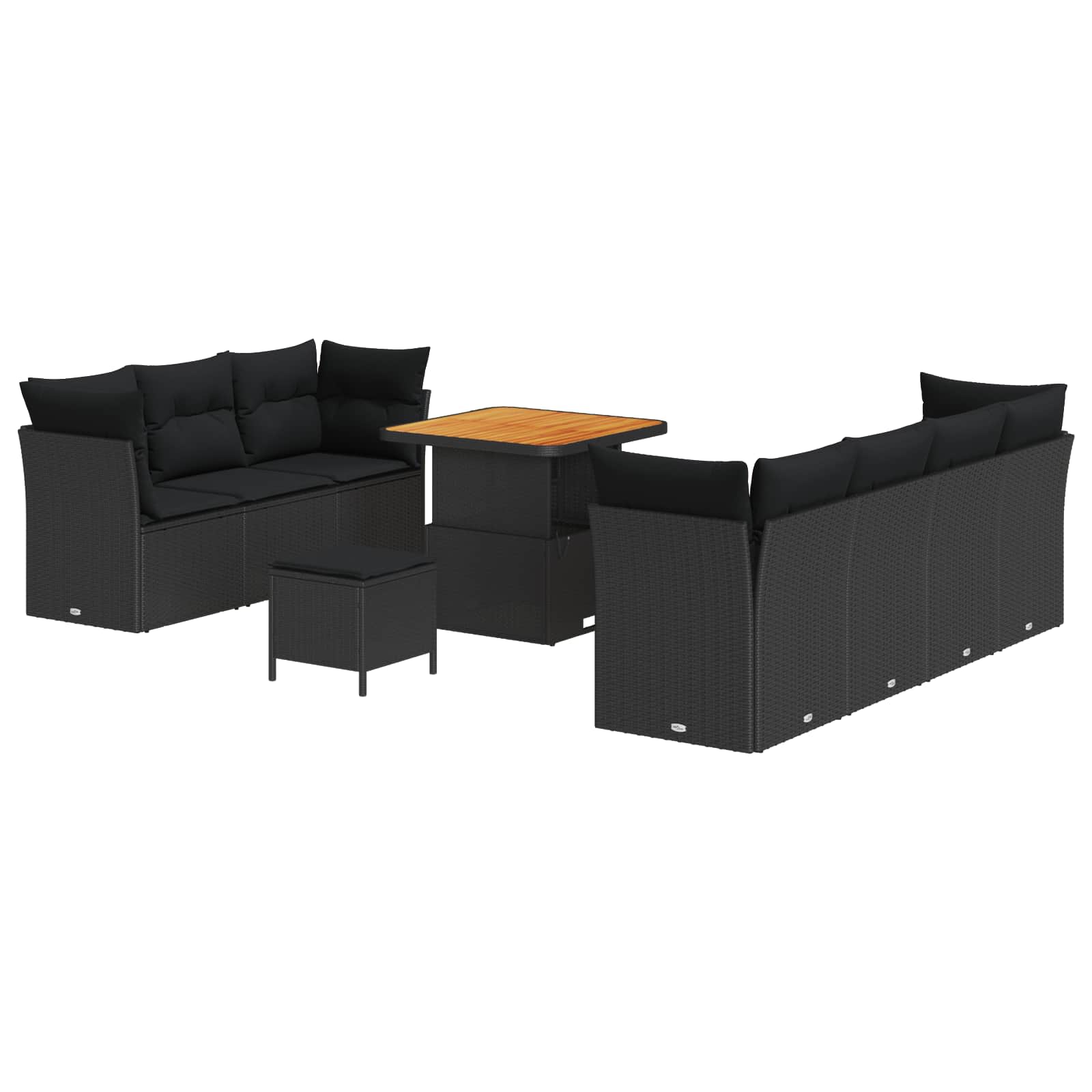 Gartensofa-set 10 pcs Schwarz Poly-Rattan – Bild 2