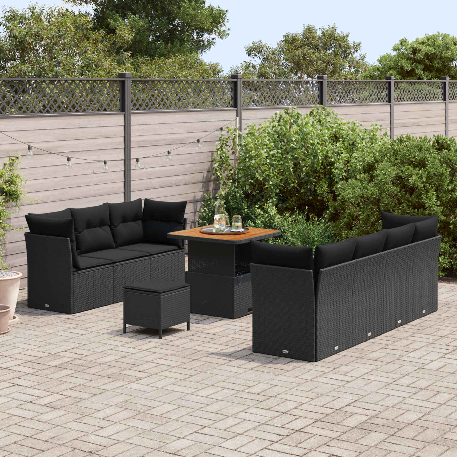 Gartensofa-set 10 pcs Schwarz Poly-Rattan – Bild 3