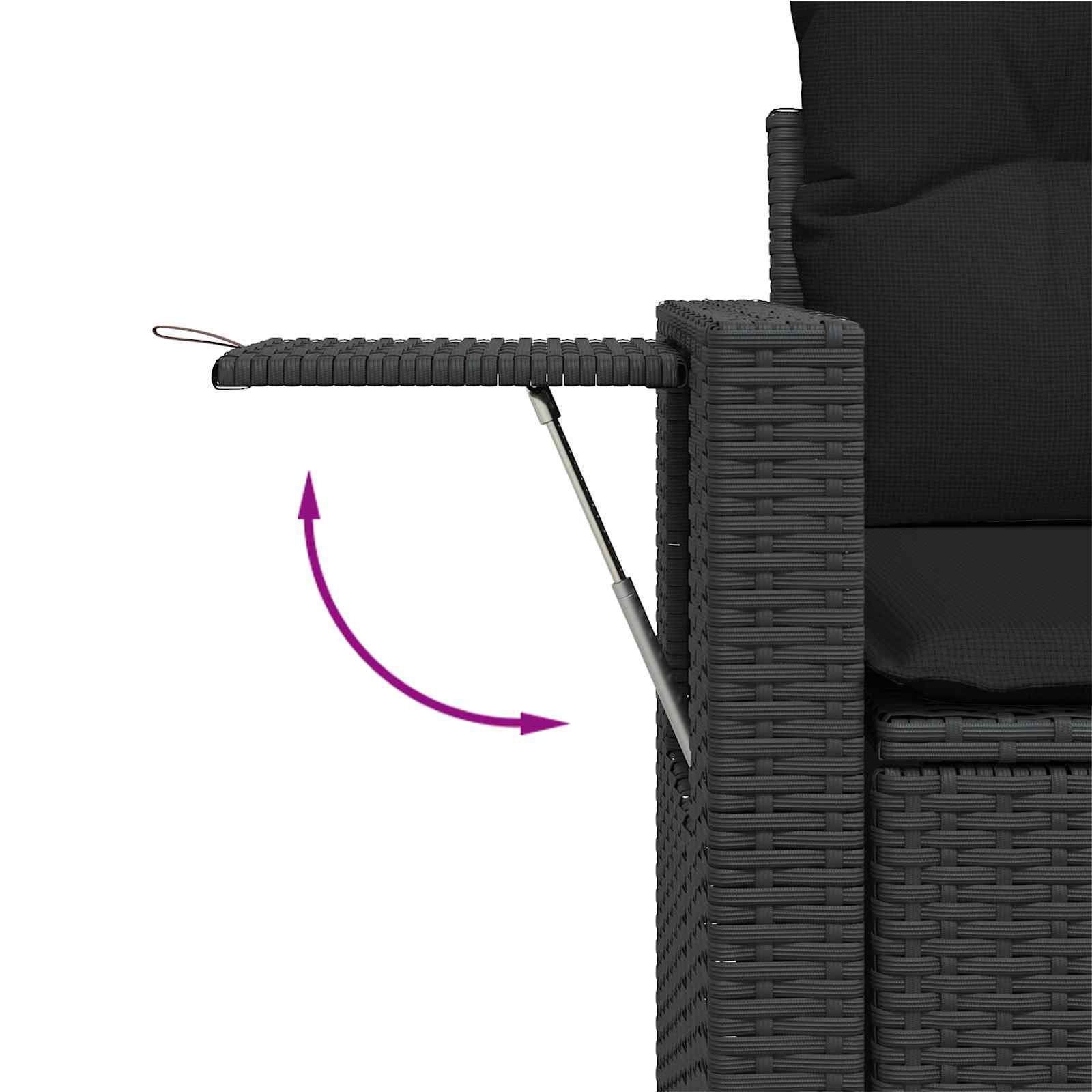 Gartensofa-set mit Kissen 8 pcs Schwarz Poly-Rattan – Bild 9