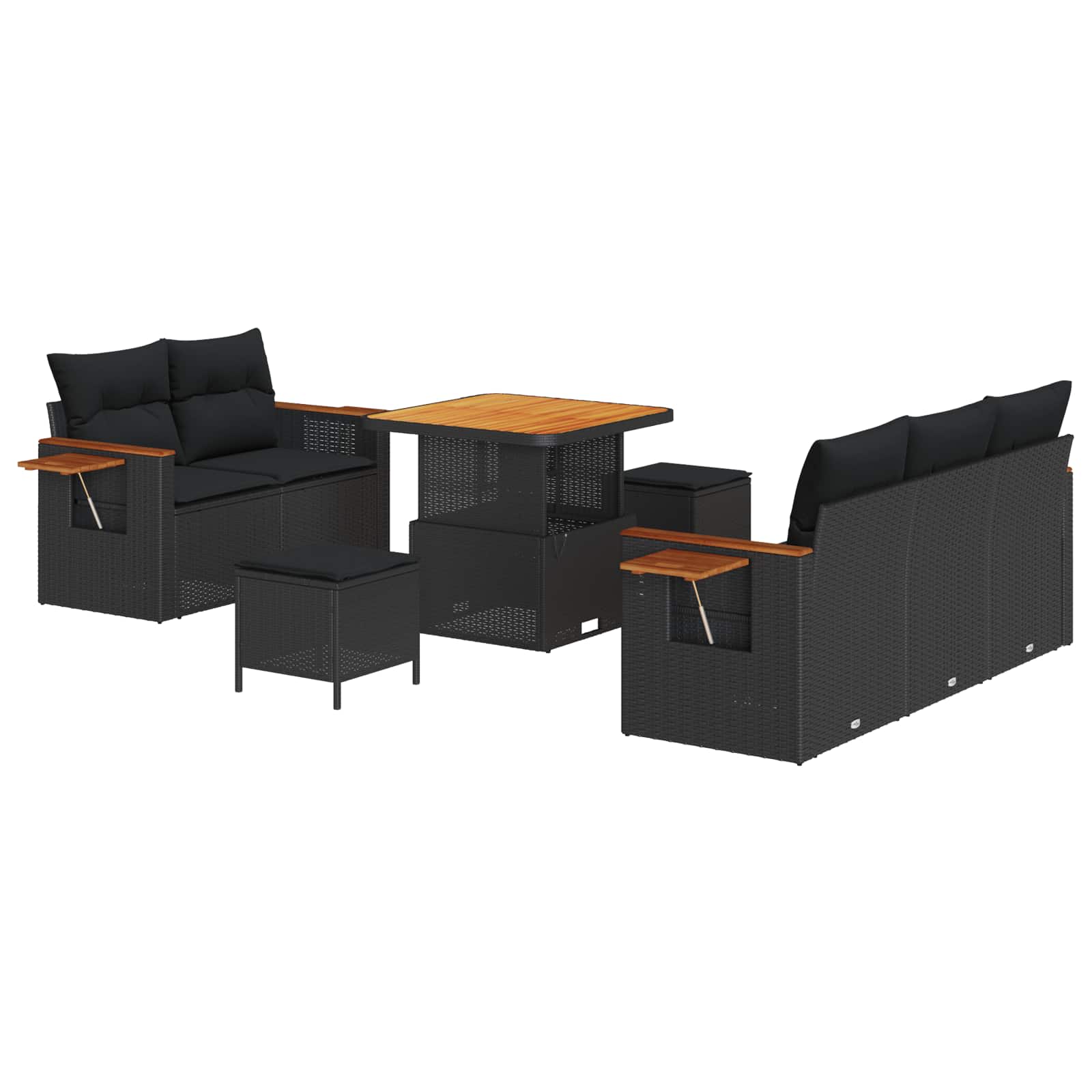 Gartensofa-set mit Kissen 8 pcs Schwarz – Bild 2