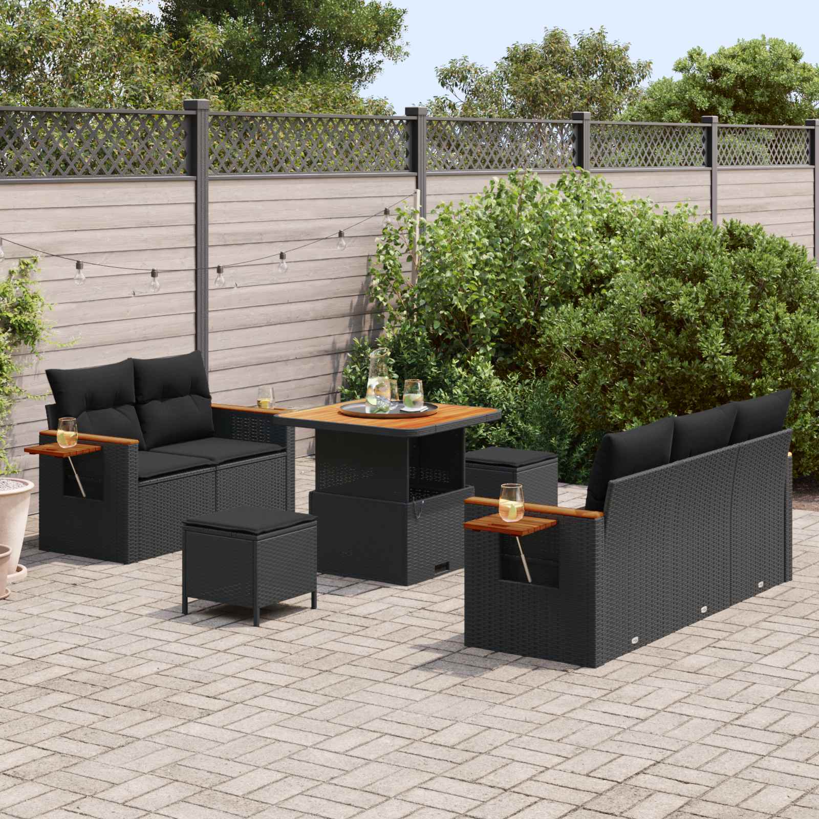 Gartensofa-set mit Kissen 8 pcs Schwarz – Bild 3