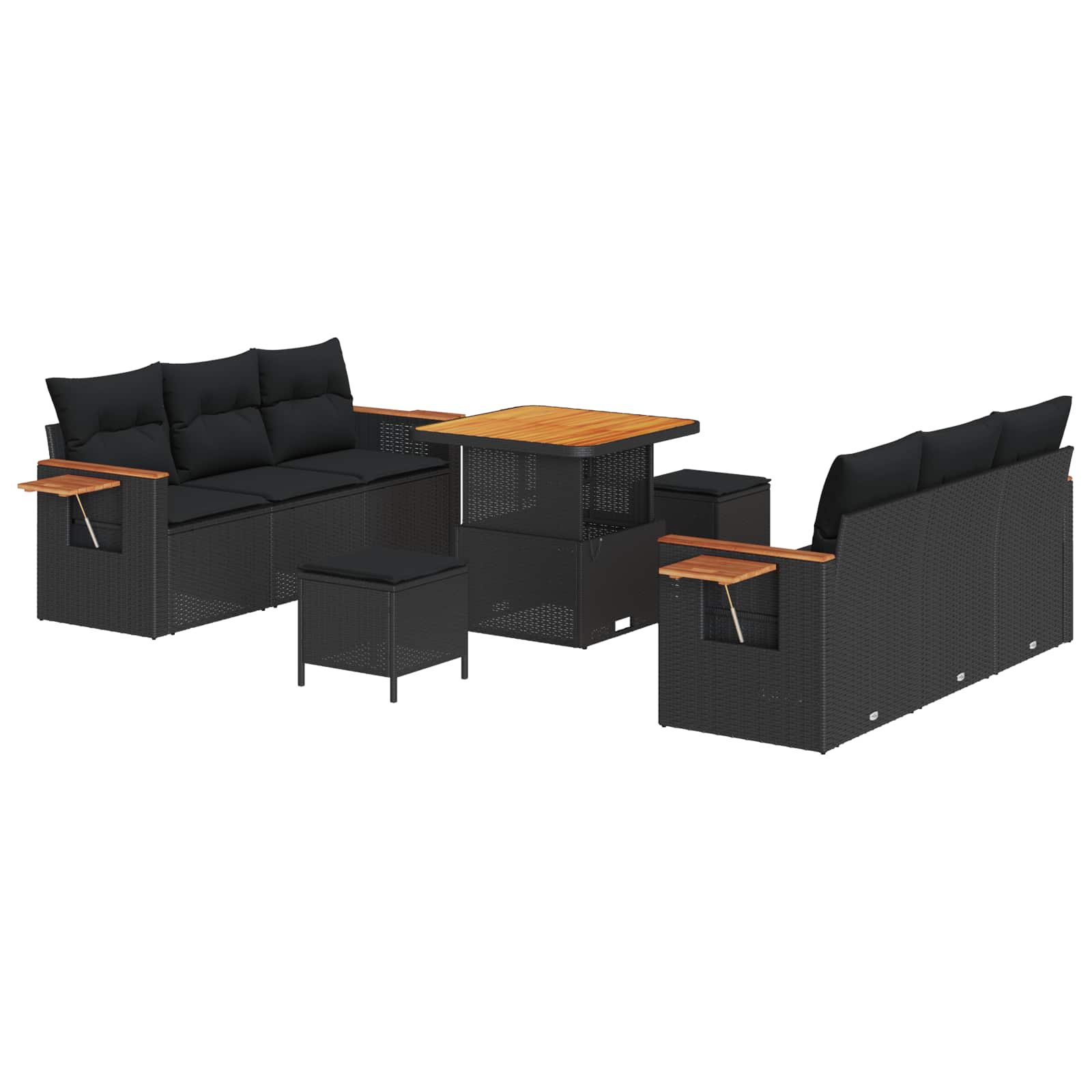Gartensofa-set mit Kissen 9 pcs Schwarz – Bild 2