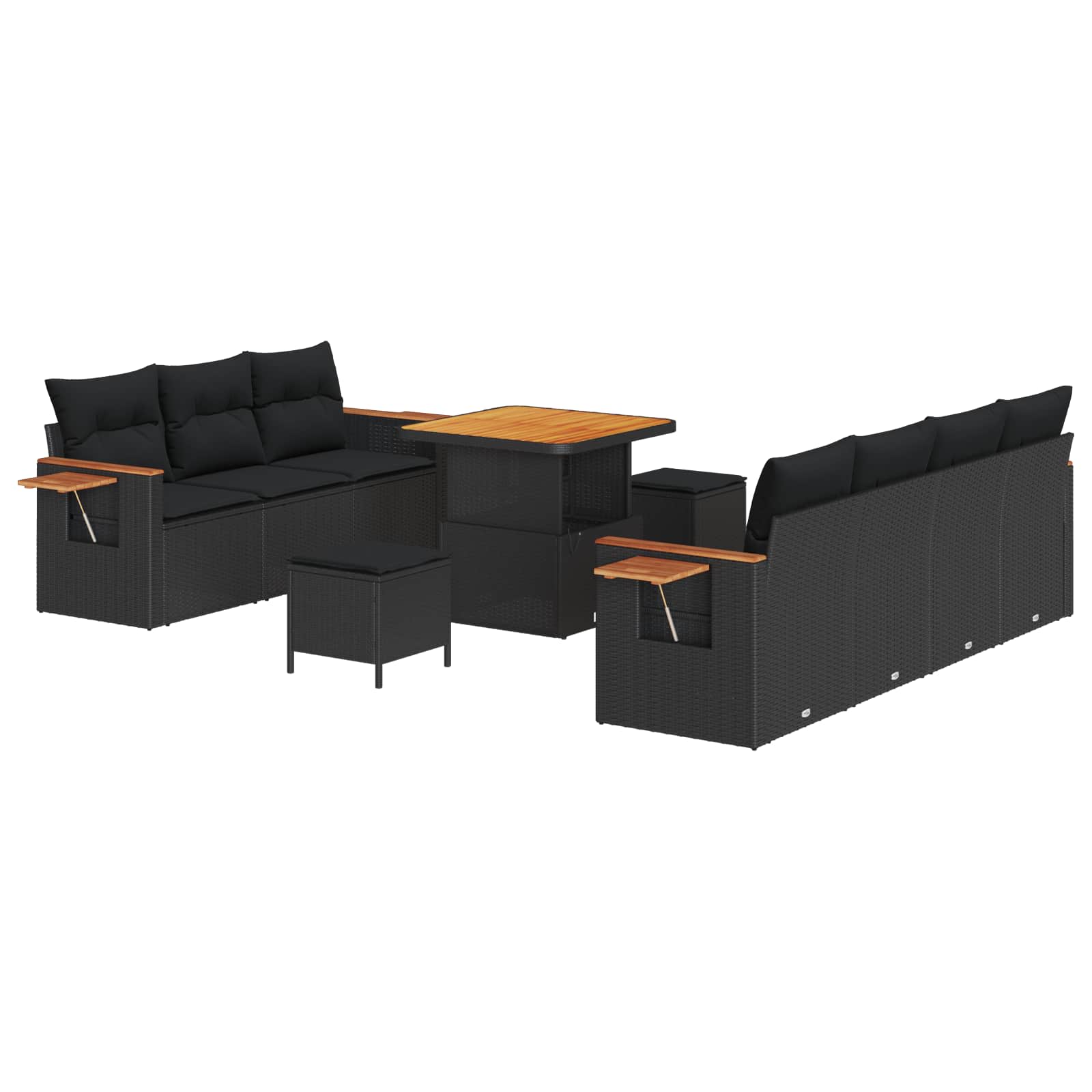 Gartensofa-set mit Kissen 10 pcs Schwarz – Bild 2