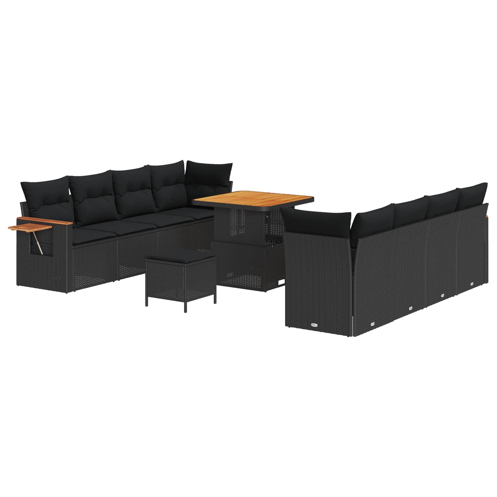 Gartensofa-set mit Kissen 11 pcs Schwarz – Bild 2