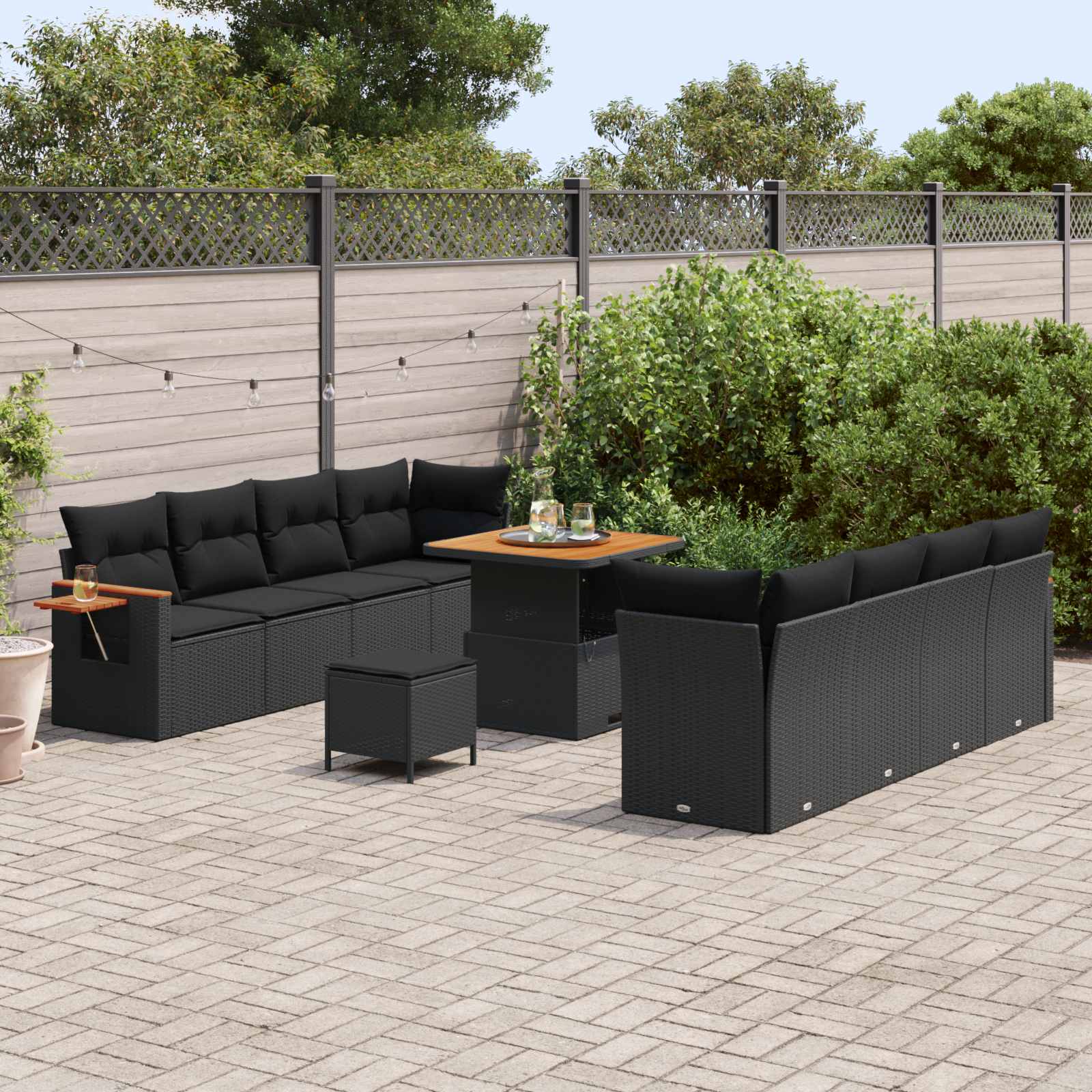Gartensofa-set mit Kissen 11 pcs Schwarz – Bild 3