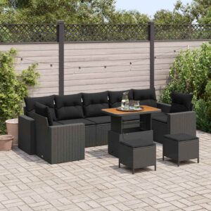 Gartensofa-set mit Kissen 13 pcs Schwarz Poly-Rattan