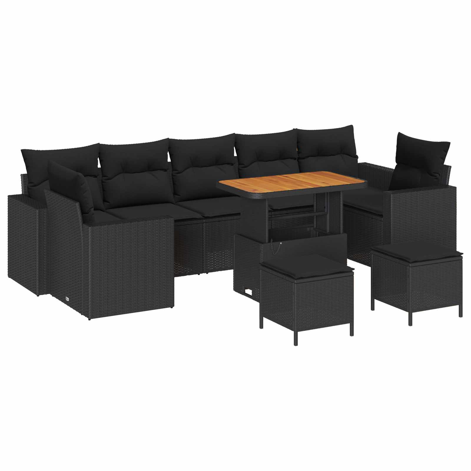 Gartensofa-set mit Kissen 13 pcs Schwarz Poly-Rattan – Bild 2