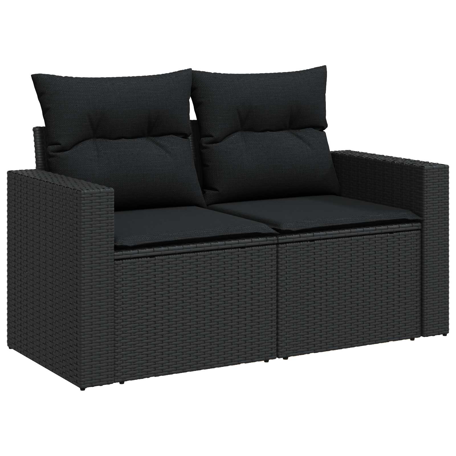 Gartensofa-set mit Kissen 13 pcs Schwarz Poly-Rattan – Bild 4