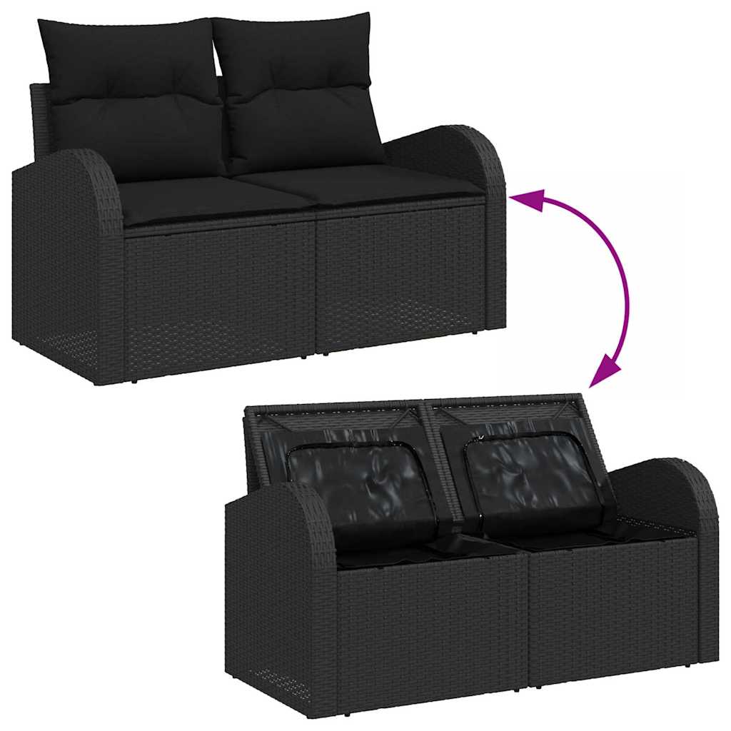 Garten-Sofa-Set mit Kissen mit Speicher 8 pcs Schwarz – Bild 10
