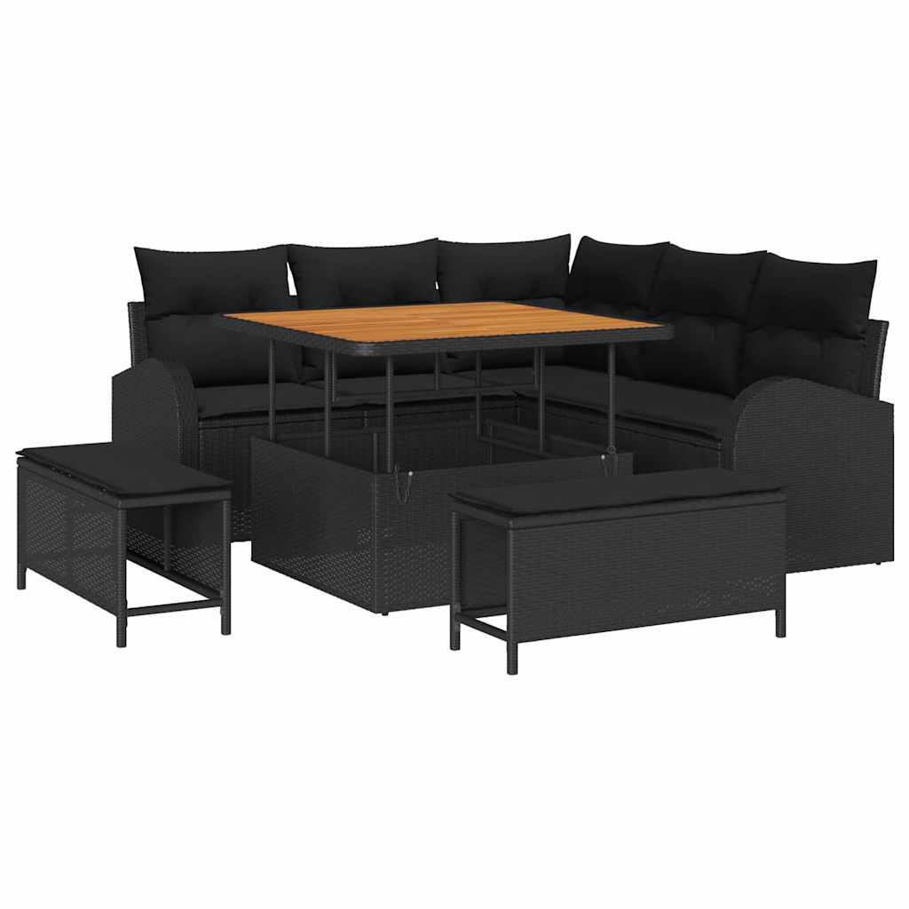 Garten-Sofa-Set mit Kissen mit Speicher 8 pcs Schwarz – Bild 2