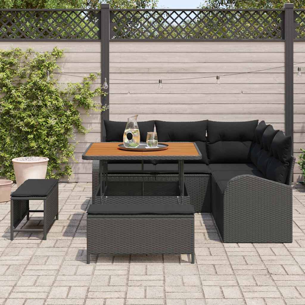 Garten-Sofa-Set mit Kissen mit Speicher 8 pcs Schwarz – Bild 3