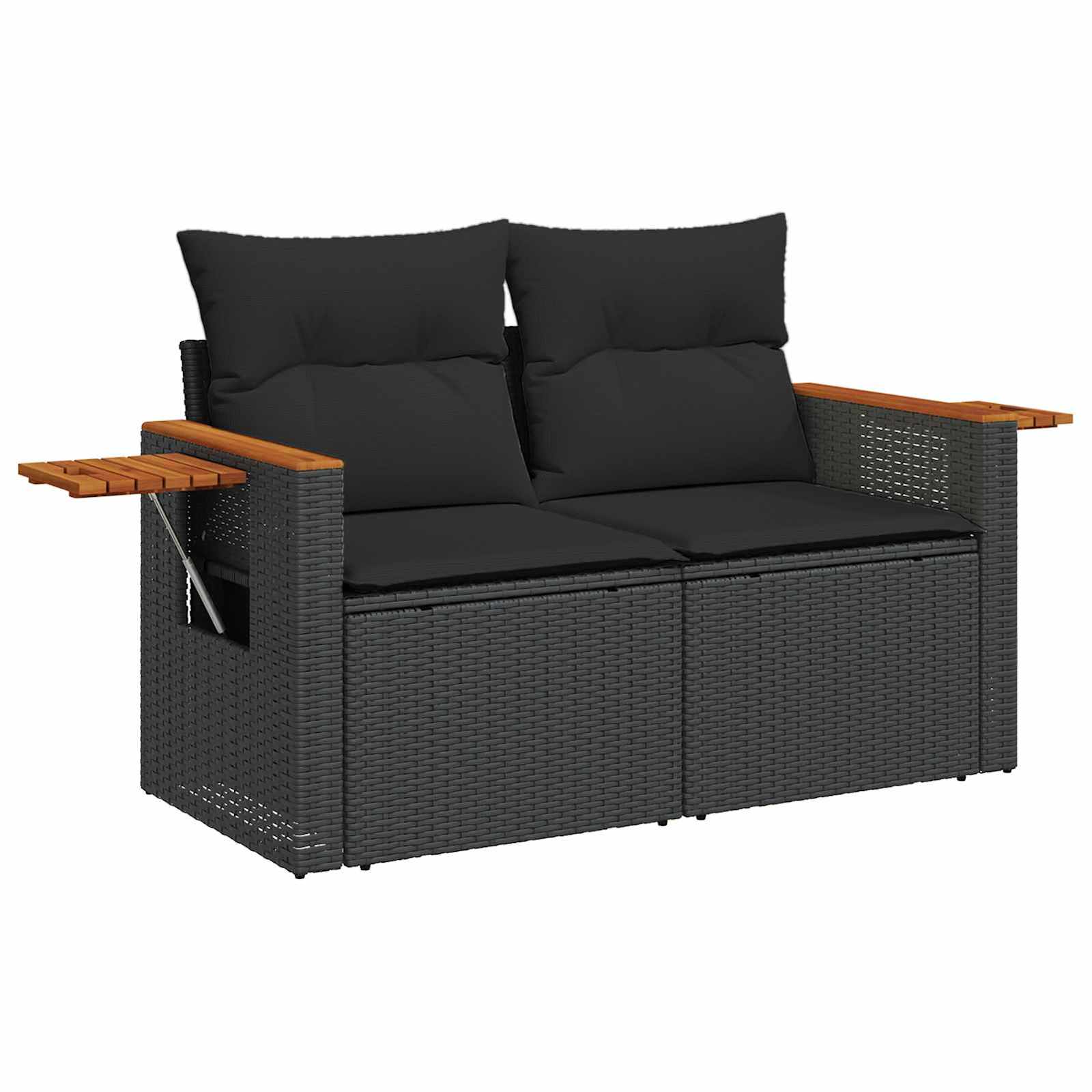 Gartensofa-set mit Kissen 9 pcs Schwarz Poly-Rattan – Bild 6