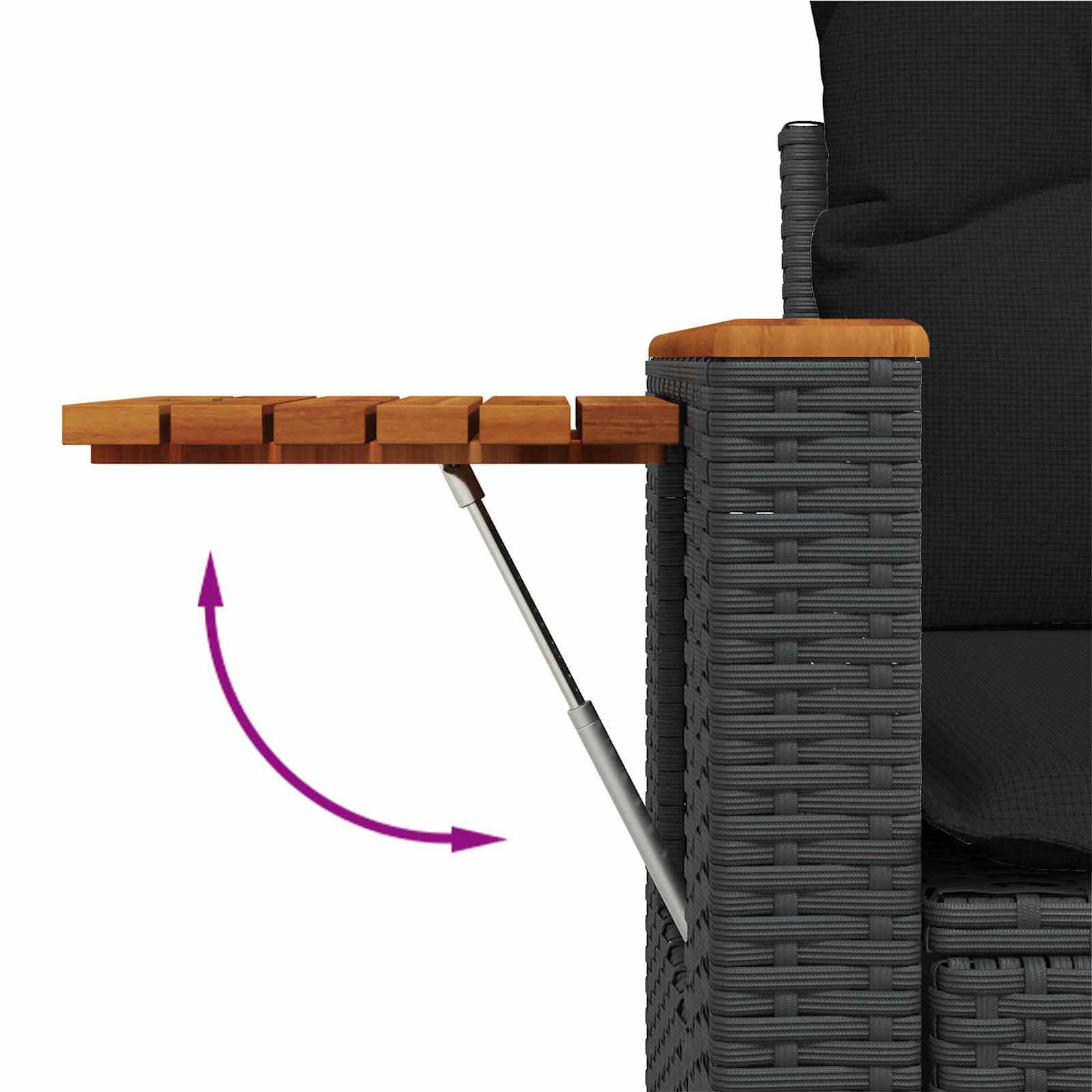 Gartensofa-set mit Kissen 17 pcs Schwarz Poly-Rattan – Bild 12