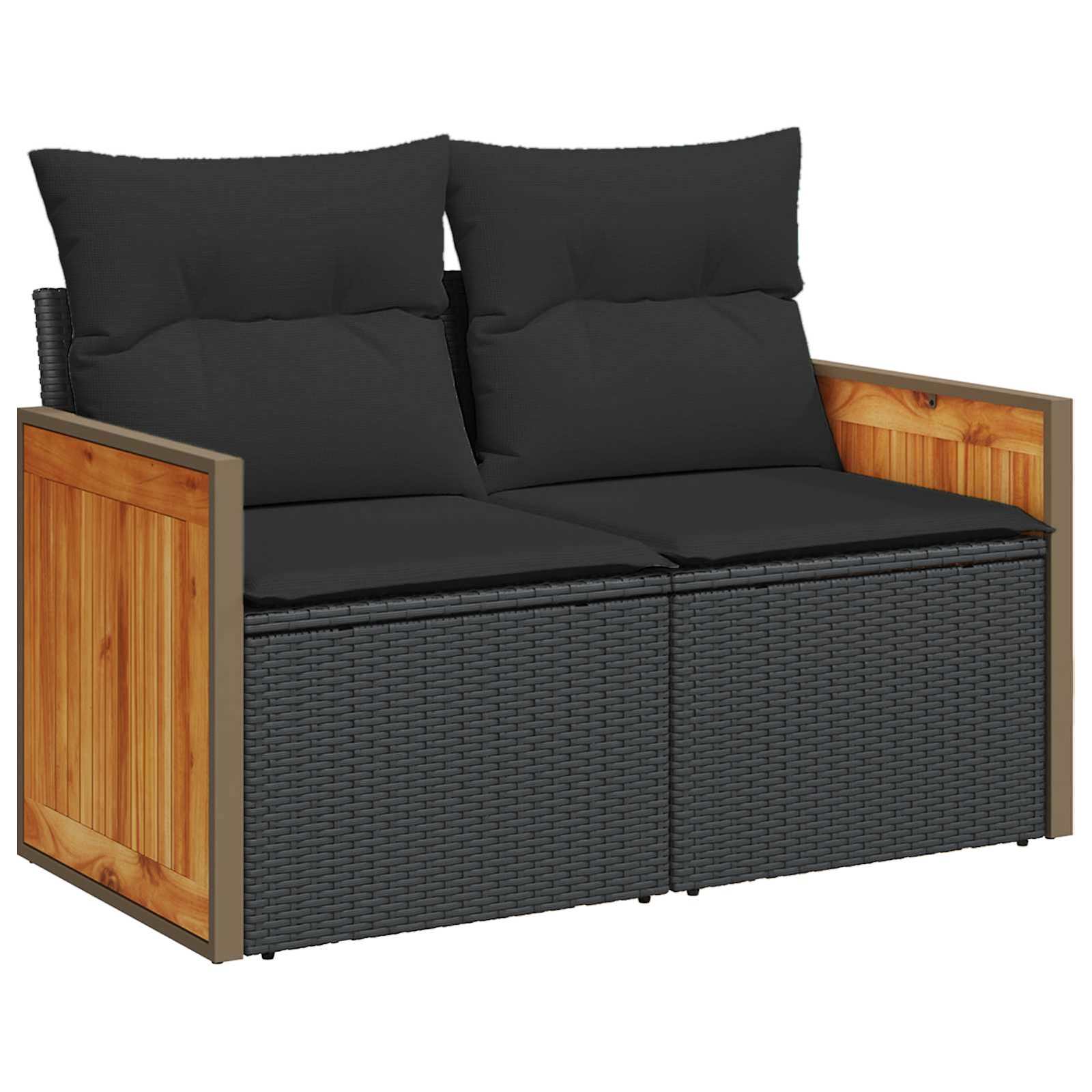 Gartensofa-set mit Kissen 9 pcs Schwarz Poly-Rattan – Bild 6