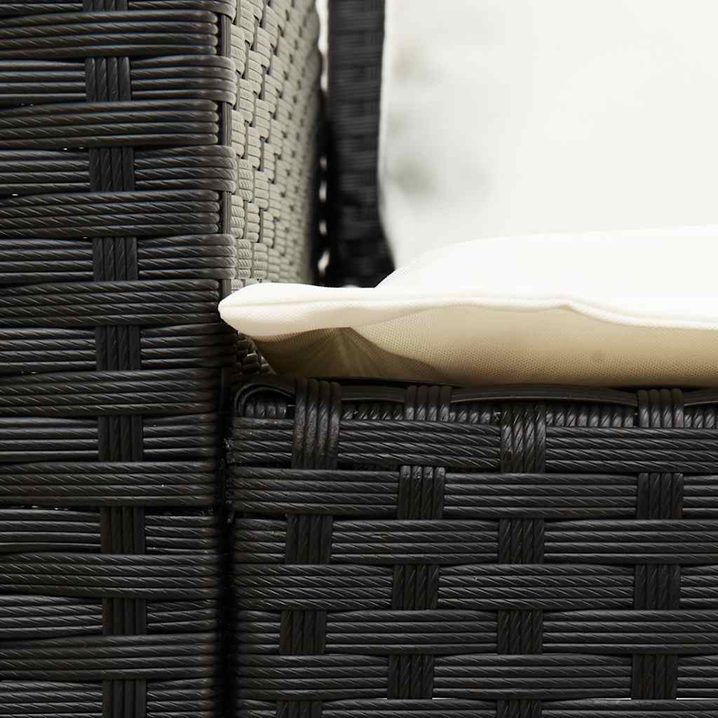 4tlg. Garten-Sofagarnitur mit Kissen L-Form Schwarz Poly Rattan – Bild 10