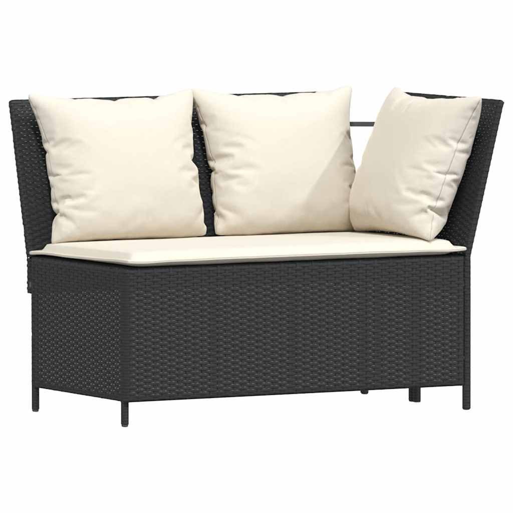 4tlg. Garten-Sofagarnitur mit Kissen L-Form Schwarz Poly Rattan – Bild 5