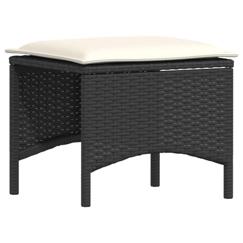 4tlg. Garten-Sofagarnitur mit Kissen L-Form Schwarz Poly Rattan – Bild 8