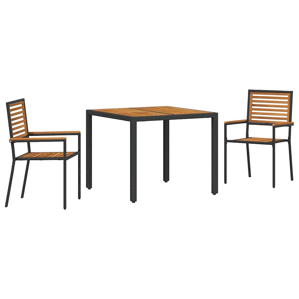 Garten Essgruppe 3 pcs Schwarz und Braun Poly-Rattan – Bild 2