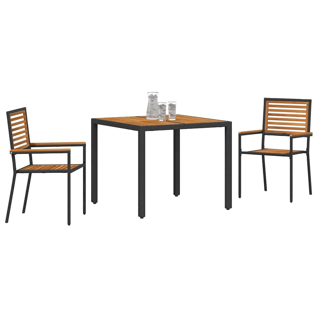 Garten Essgruppe 3 pcs Schwarz und Braun Poly-Rattan – Bild 3