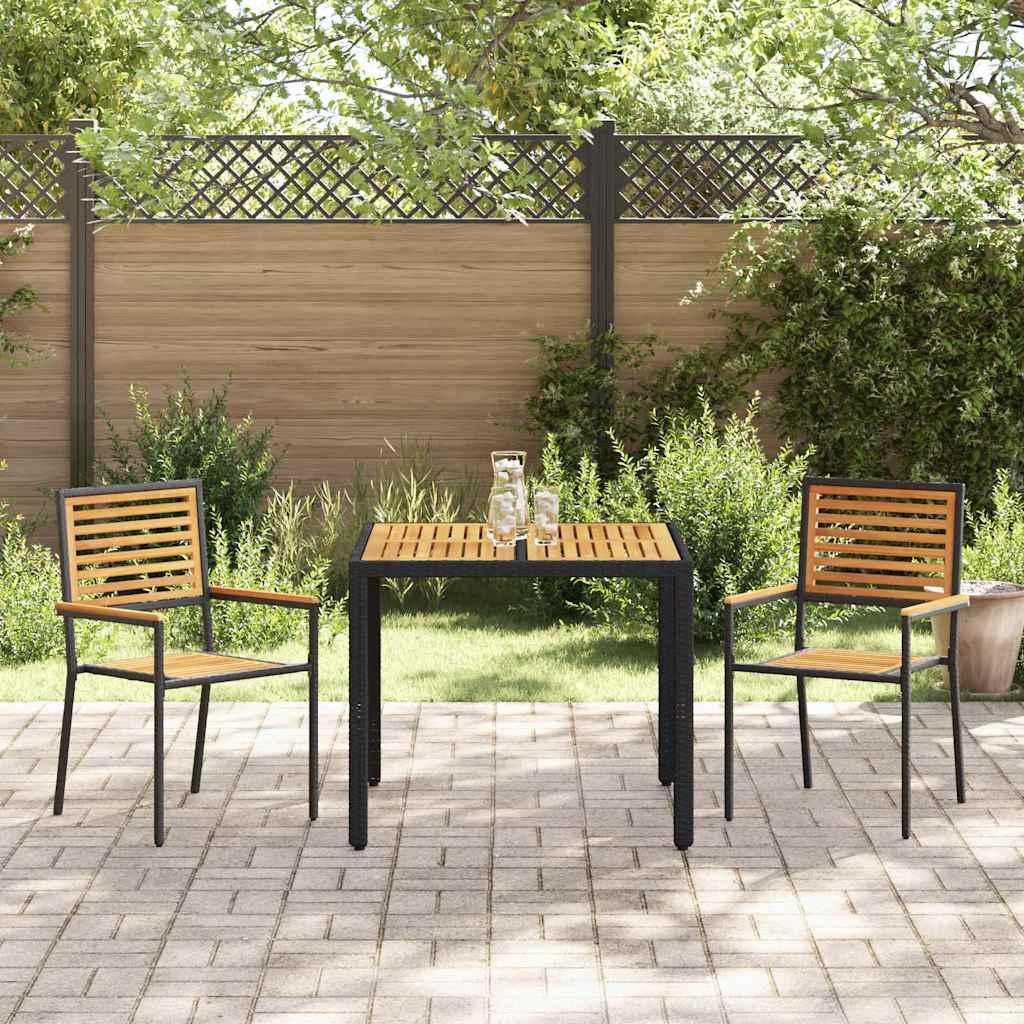 Garten Essgruppe 3 pcs Schwarz und Braun Poly-Rattan – Bild 4