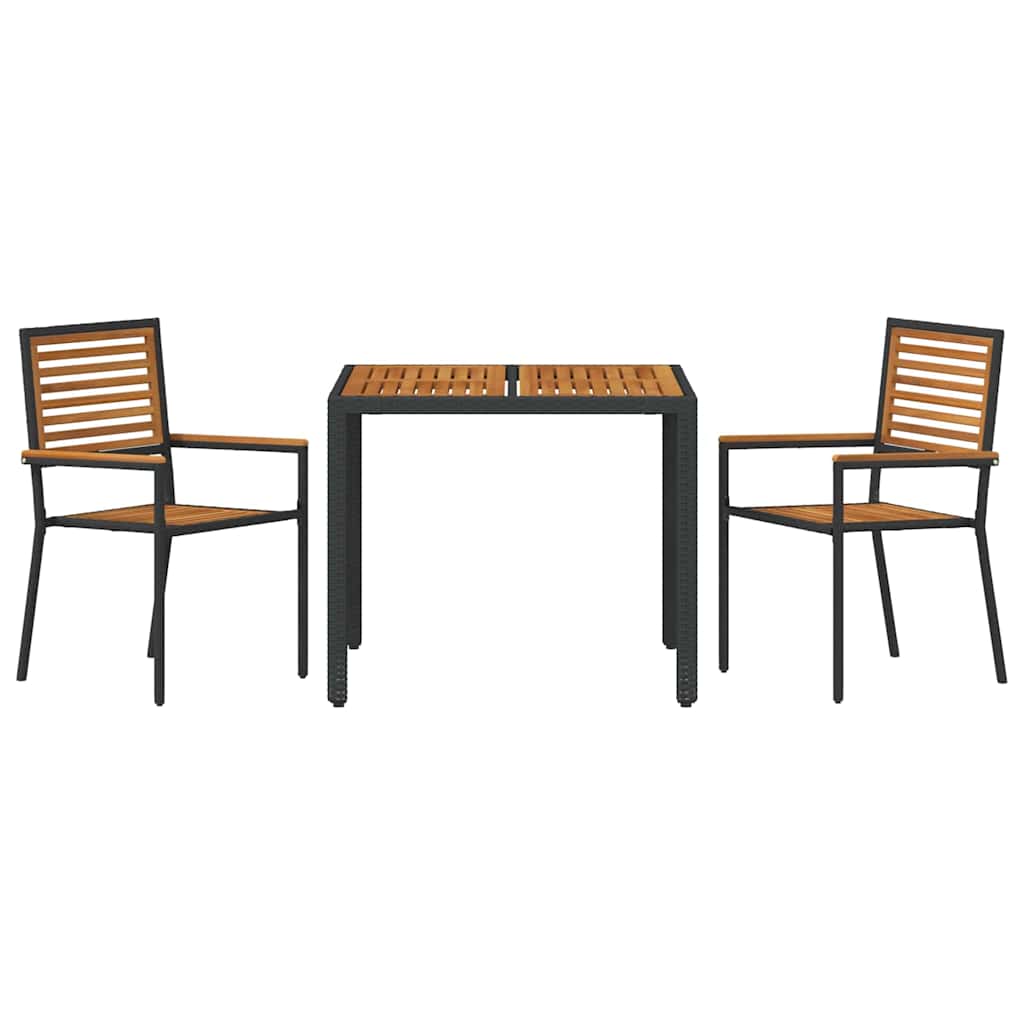 Garten Essgruppe 3 pcs Schwarz und Braun Poly-Rattan – Bild 7