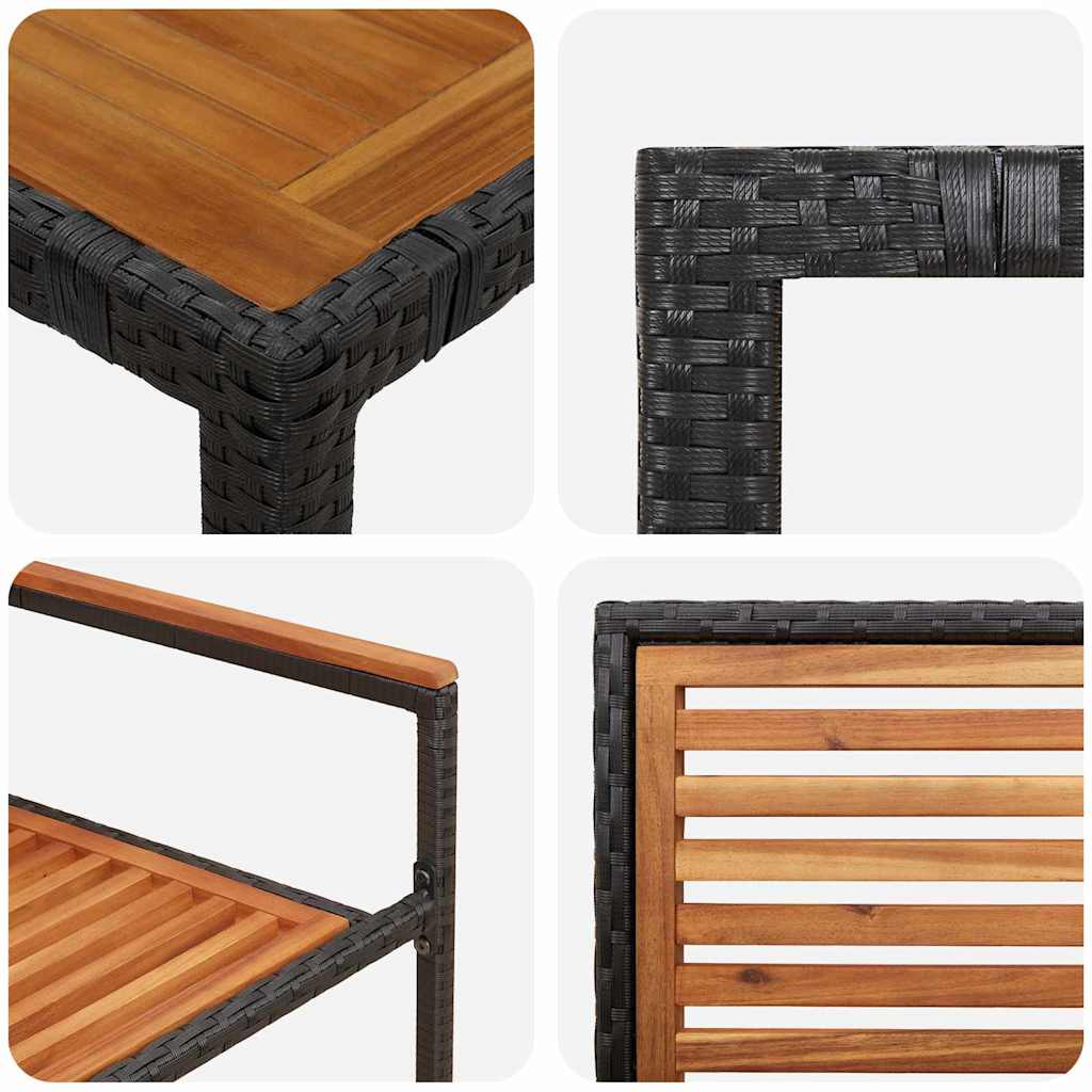 Garten Essgruppe 3 pcs Schwarz und Braun Poly-Rattan – Bild 9