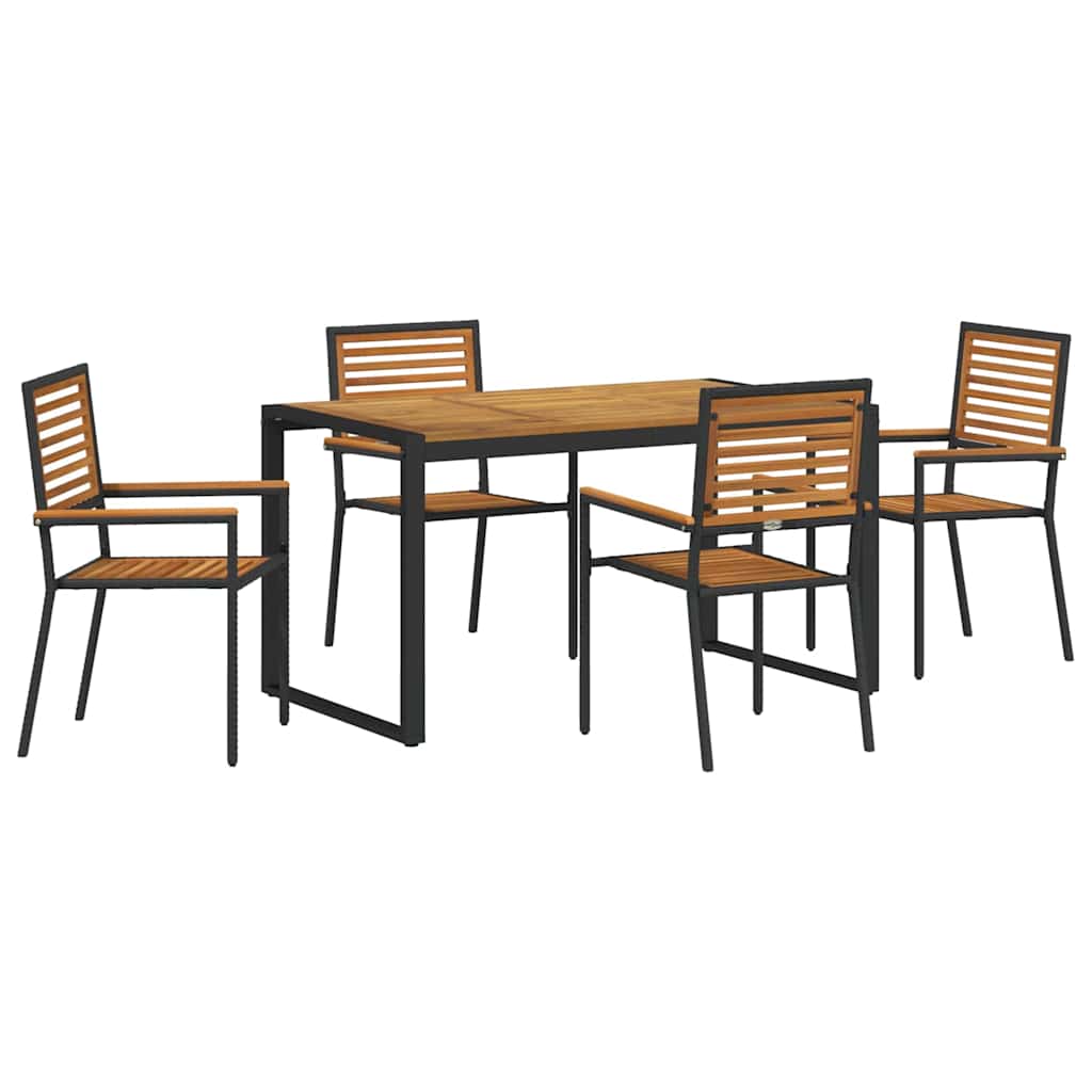 Garten Essgruppe 5 pcs Schwarz und Braun Poly-Rattan – Bild 2
