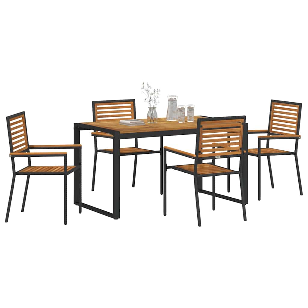 Garten Essgruppe 5 pcs Schwarz und Braun Poly-Rattan – Bild 3