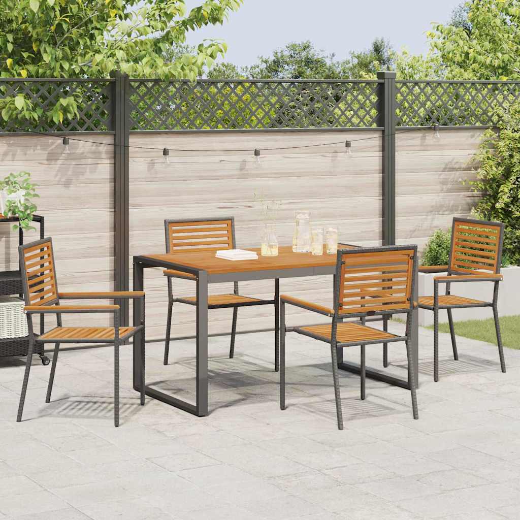 Garten Essgruppe 5 pcs Schwarz und Braun Poly-Rattan – Bild 4