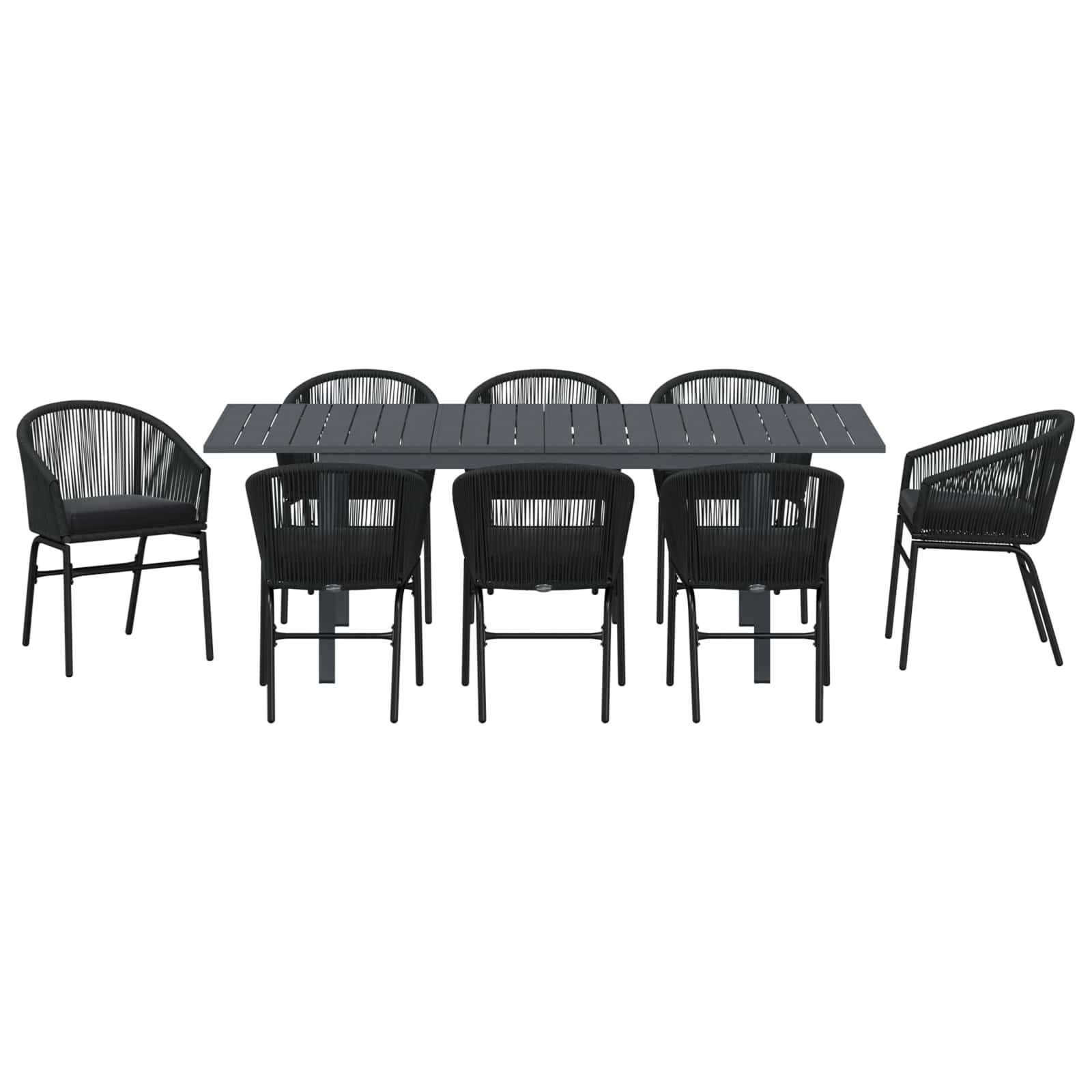 Garten Essgruppe 9 pcs Schwarz Poly-Rattan – Bild 7
