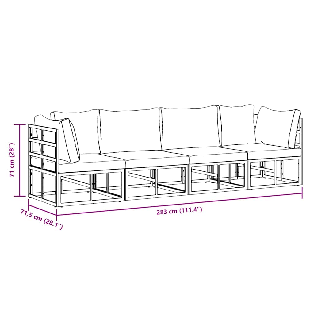 Gartensofa-set 4 pcs Schwarz Metall – Bild 13