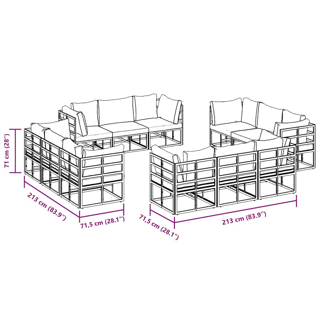 Gartensofa-set 12 pcs Schwarz Metall – Bild 11