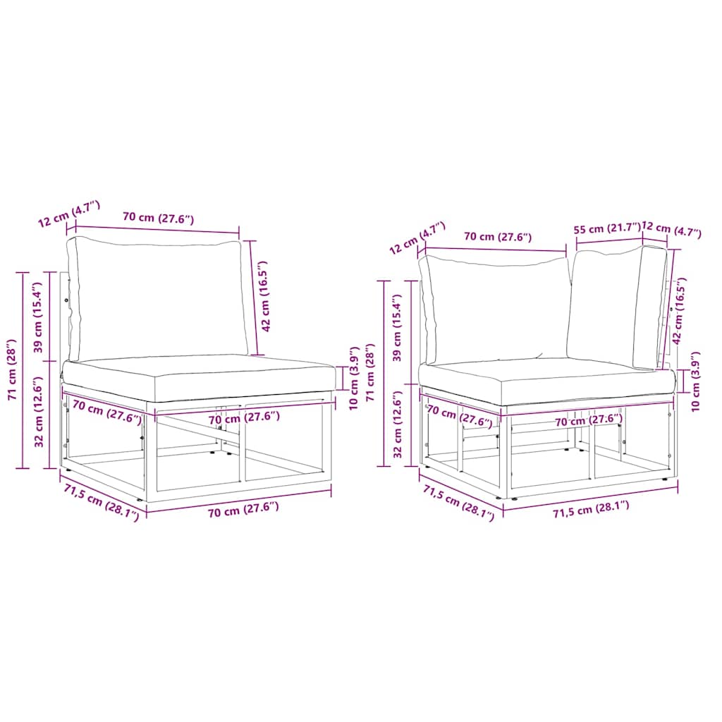 Gartensofa-set 12 pcs Schwarz Metall – Bild 12